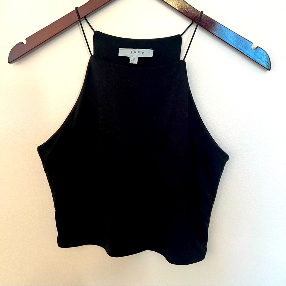 Gaze Small Black Spaghetti Strap Tank Top